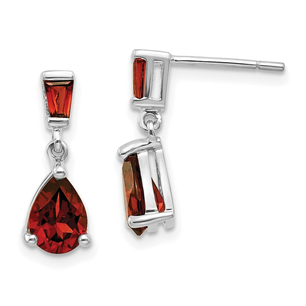14k White Gold Garnet Dangle Post Earrings, 1.54-Carat Gemweight