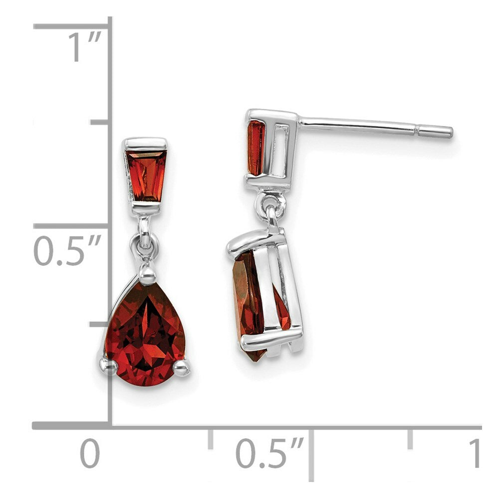 14k White Gold Garnet Dangle Post Earrings, 1.54-Carat Gemweight
