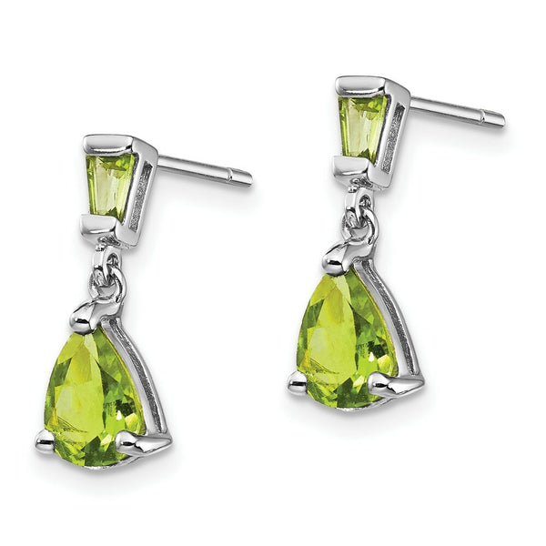 14K White Gold Peridot Dangle Post Earrings