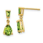 Load image into Gallery viewer, 14K Yellow Gold Peridot Dangle Post Earrings
