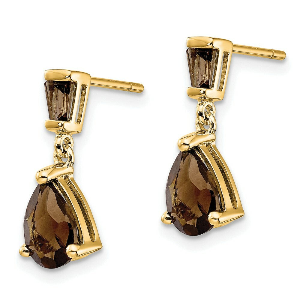 14K Yellow Gold Smokey Topaz Post Earrings