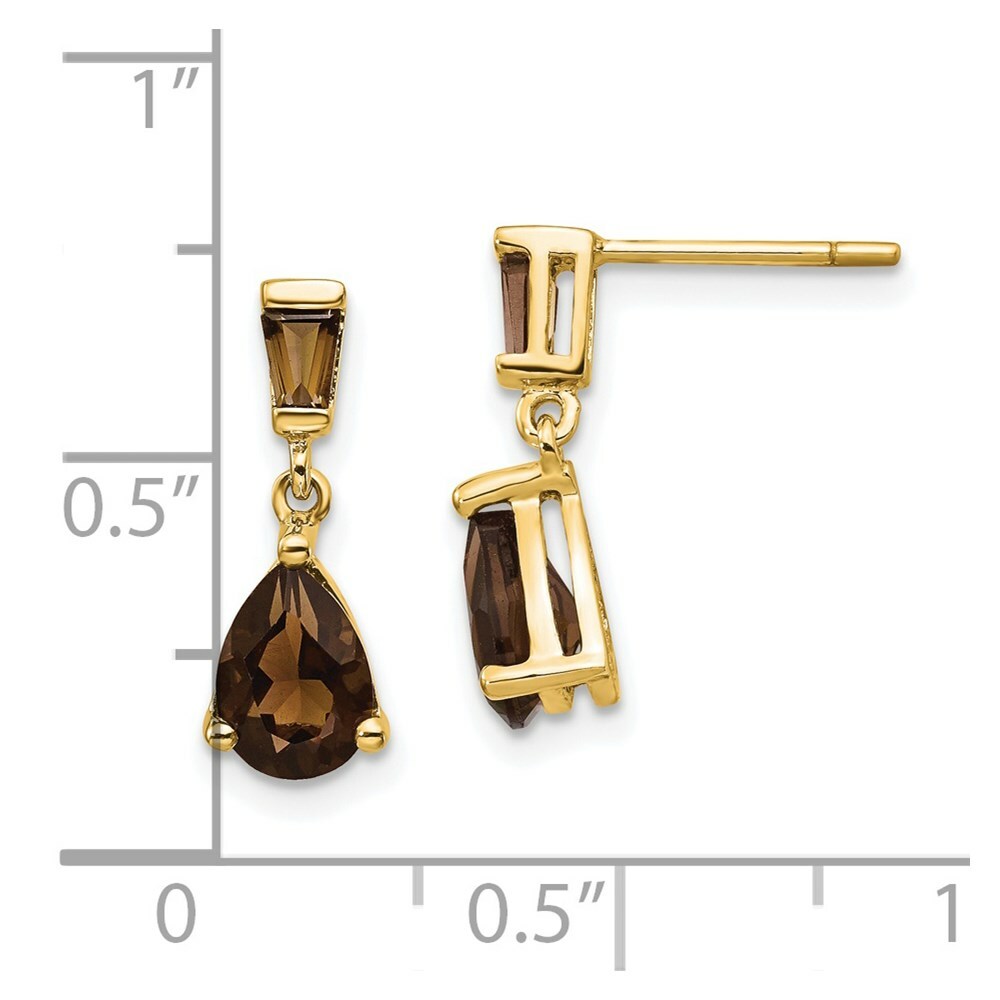 14K Yellow Gold Smokey Topaz Post Earrings