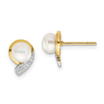 Load image into Gallery viewer, 14K Yellow Gold 5-6mm Freshwater Cultured Pearl &amp; Diamond Earrings
