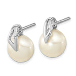 Load image into Gallery viewer, 14K White Gold (7-8mm) Button Freshwater Cultured Pearl Post Earrings
