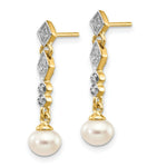 Load image into Gallery viewer, 14K &amp; Rhodium 5-6mm Freshwater Cultured Pearl &amp; Diamond Earrings
