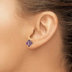 Load image into Gallery viewer, 14K Yellow Gold Heart-shaped Amethyst Flower Post Earrings 1.76-Carat tw
