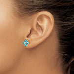 Load image into Gallery viewer, 14K Yellow Gold Heart-shaped Swiss Blue Topaz Flower Post Earrings 2.28-Carat tw

