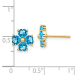 Load image into Gallery viewer, 14K Yellow Gold Heart-shaped Swiss Blue Topaz Flower Post Earrings 2.28-Carat tw
