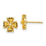 Load image into Gallery viewer, 14K Yellow Gold Heart-shaped Citrine Flower Post Earrings 1.62-Carat tw
