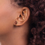 Load image into Gallery viewer, 14K Yellow Gold Heart-shaped Garnet Flower Post Earrings 2.3-Carat tw
