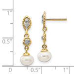 Load image into Gallery viewer, 14K &amp; Rhodium 6-7mm Freshwater Cultured Button Pearl &amp; Diamond Post Earrings
