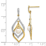 Load image into Gallery viewer, 14K Diamond and 5-6mm Freshwater Cultured Pearl Post Dangle Earrings
