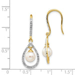 Load image into Gallery viewer, 14K Diamond and Freshwater Cultured Pearl Dangle Earrings

