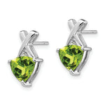 Load image into Gallery viewer, 14K White Gold Peridot and White Topaz Trillion Post Earrings
