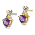Load image into Gallery viewer, 14K &amp; Rhodium Amethyst and White Topaz Trillion Post Earrings
