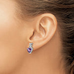 Load image into Gallery viewer, 14k White Gold Amethyst and White Topaz Trillion Post Earrings, 1.72-Carat Gemweight
