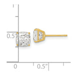 Load image into Gallery viewer, 14K Yellow Gold Polished 6x6 Cushion Cut CZ Stud Post Earrings
