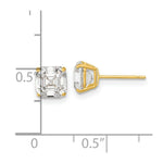 Load image into Gallery viewer, 14K Yellow Gold Polished 6x6 Asscher Cut CZ Studs Post Earrings
