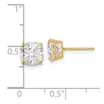 Load image into Gallery viewer, 14K Yellow Gold Polished 7x7 Cushion Cut CZ Studs Post Earrings
