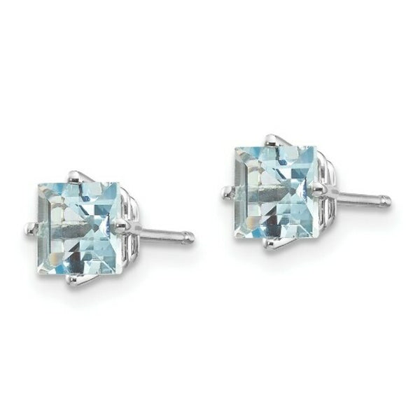 14K White Gold Aquamarine Earrings 1.2-Carat tw
