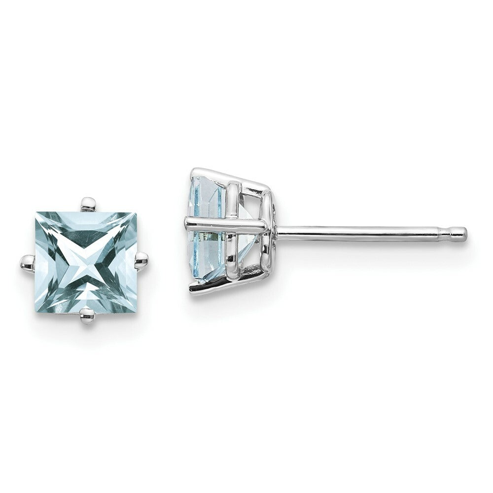 14K White Gold Aquamarine Earrings 1.2-Carat tw