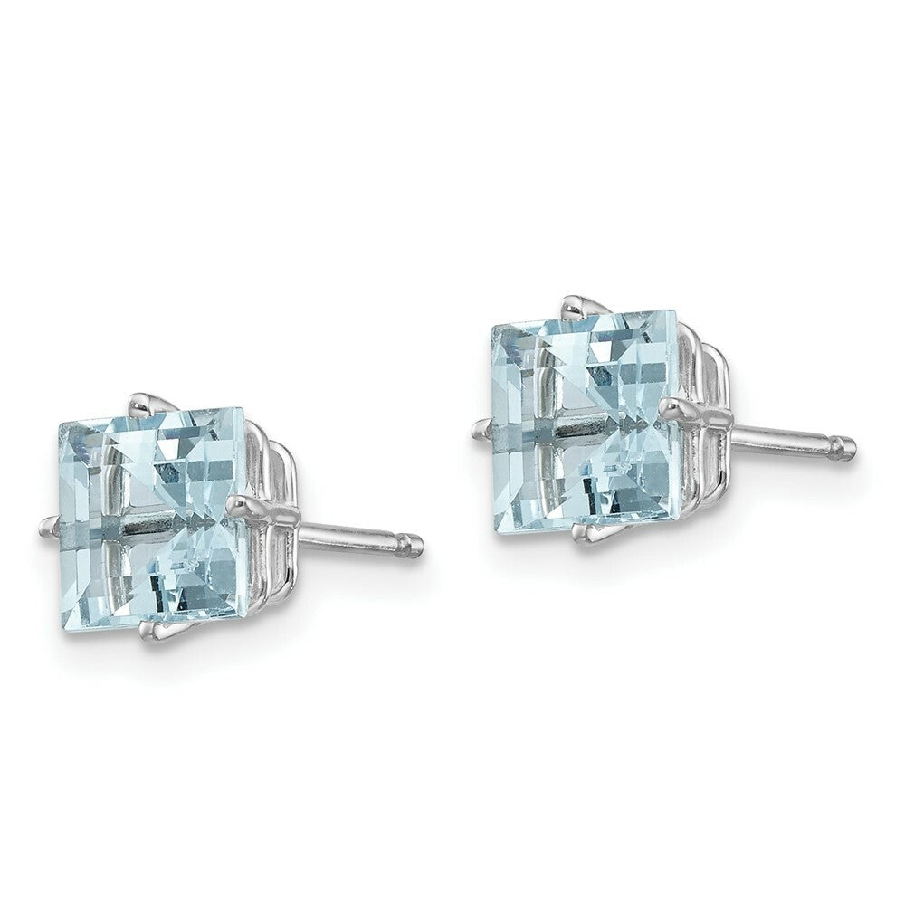 14K White Gold Aquamarine Earrings 2-Carat tw