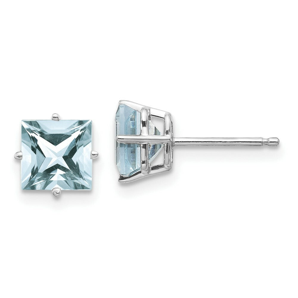 14K White Gold Aquamarine Earrings 2-Carat tw