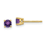 Load image into Gallery viewer, 14K Yellow Gold 4mm Amethyst Earrings
