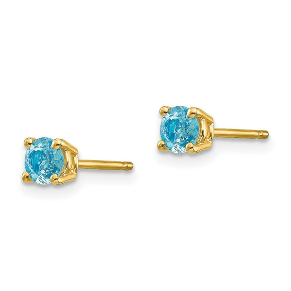 14K Yellow Gold Aquamarine Post Earrings 0.5-Carat tw