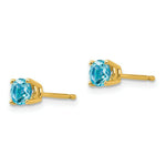 Load image into Gallery viewer, 14K Yellow Gold 4mm Blue Topaz Earrings
