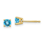 Load image into Gallery viewer, 14K Yellow Gold 4mm Blue Topaz Earrings
