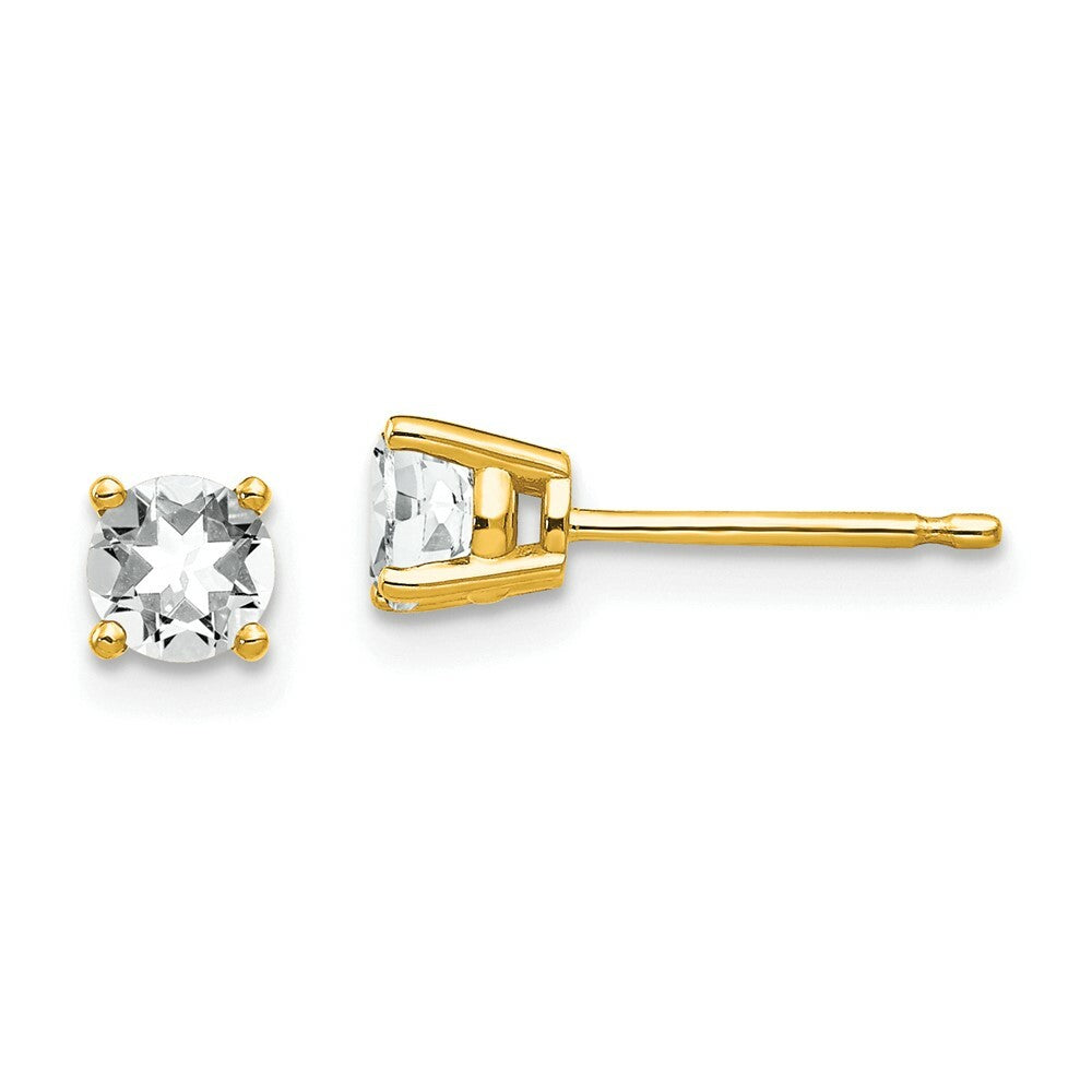 14K Yellow Gold 4mm Cubic Zirconia Earrings