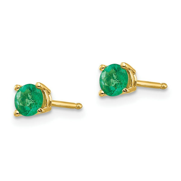 14K Yellow Gold Emerald Post Earrings 0.56-Carat tw