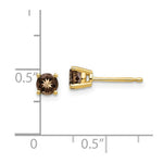 Load image into Gallery viewer, 14K Yellow Gold 4mm Round Smoky Quartz Earrings
