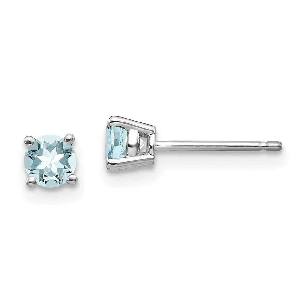 14K White Gold Aquamarine Post Earrings 0.5-Carat tw
