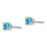 Load image into Gallery viewer, 14k White Gold 4mm Blue Topaz Earrings
