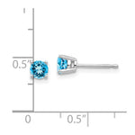 Load image into Gallery viewer, 14k White Gold 4mm Blue Topaz Earrings
