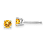 Load image into Gallery viewer, 14k White Gold 4mm Citrine Earrings
