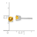 Load image into Gallery viewer, 14k White Gold 4mm Citrine Earrings
