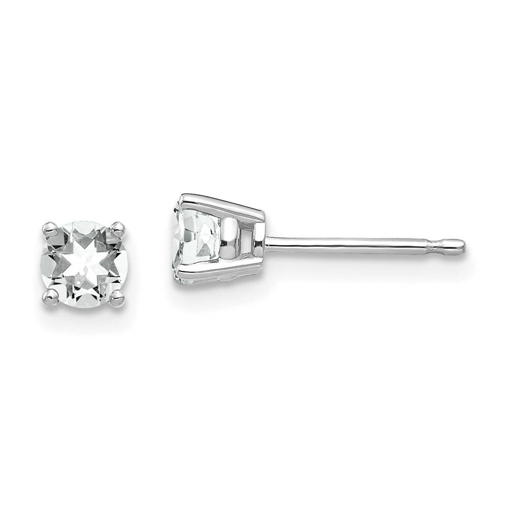 14k White Gold 4mm Cubic Zirconia Earrings