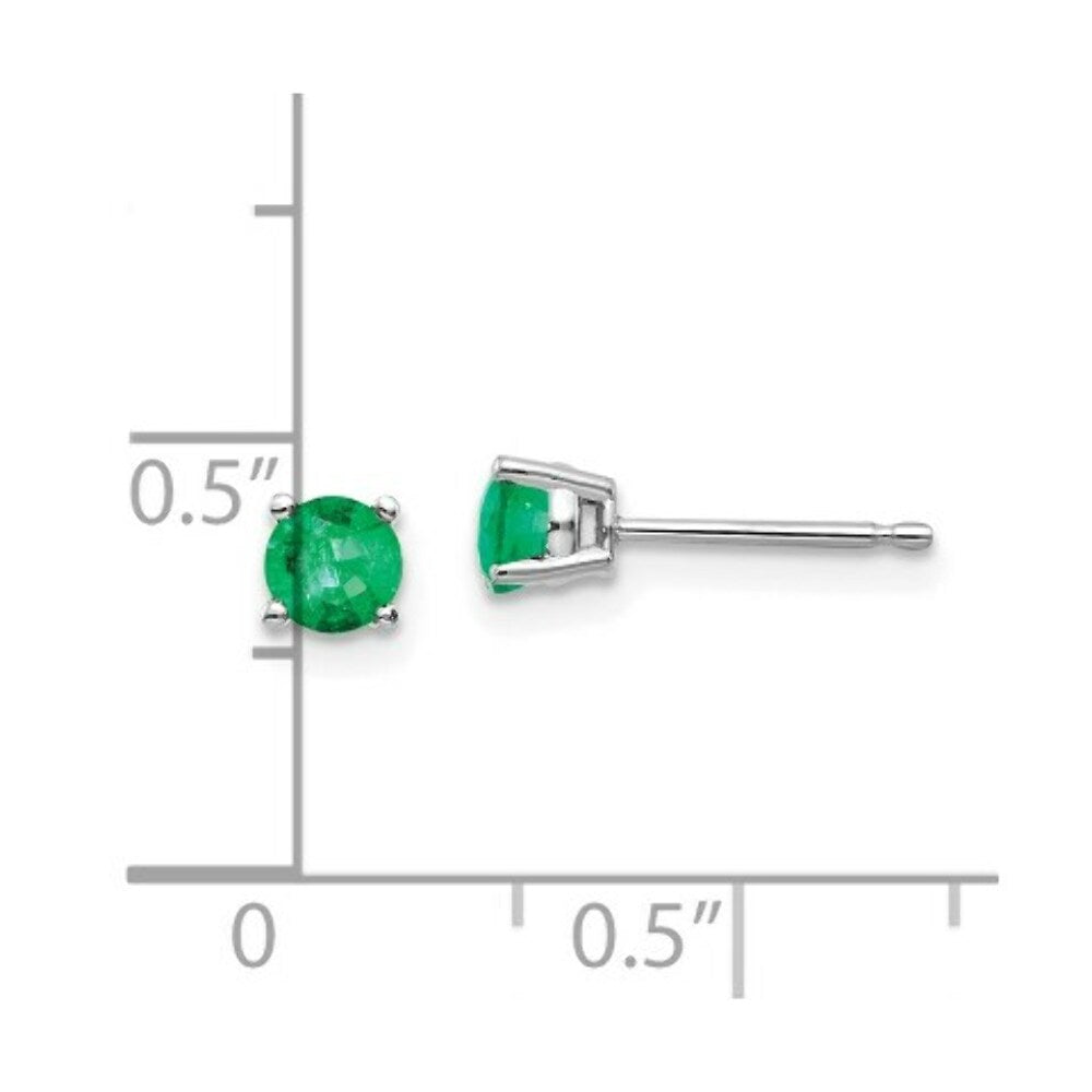 14K White Gold Emerald Earrings 0.56-Carat tw
