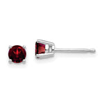 Load image into Gallery viewer, 14k White Gold 4mm Garnet Earrings
