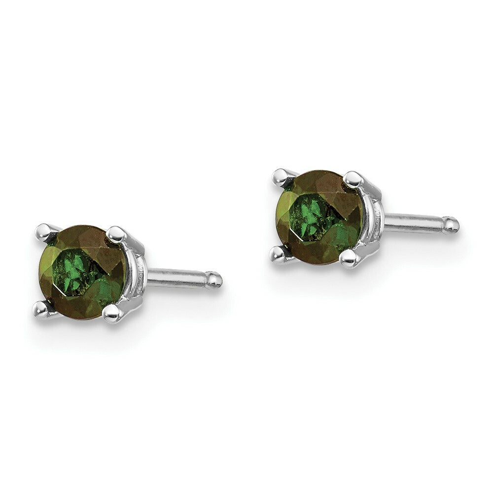 14K White Gold Green Tourmaline Earrings 0.5-Carat tw
