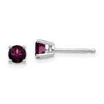 Load image into Gallery viewer, 14k White Gold 4mm Rhodolite Garnet Earrings
