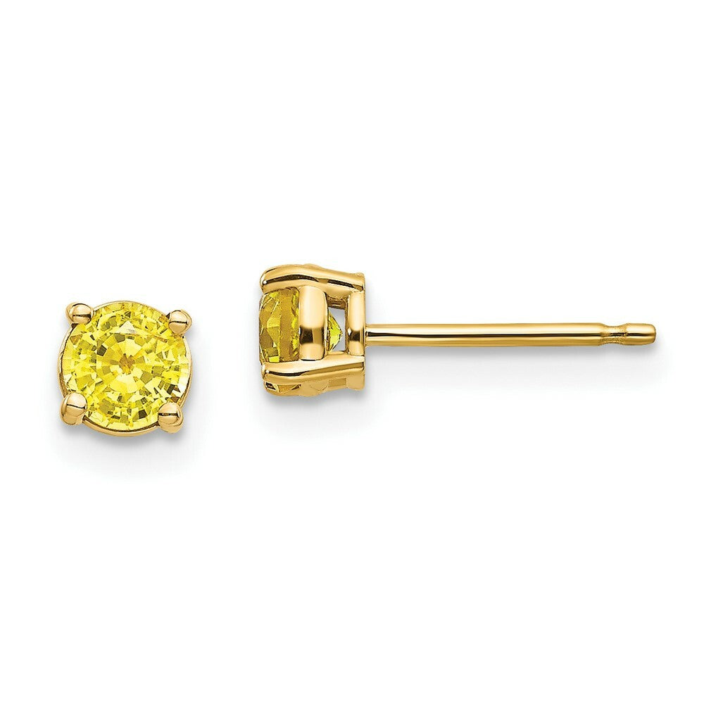 14K Yellow Gold Yellow Sapphire Earrings, 3/4-Carat Gemweight