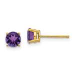 Load image into Gallery viewer, 14K Yellow Gold 5mm Amethyst Post Earrings
