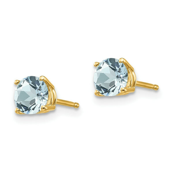 14K Yellow Gold Aquamarine Post Earrings, 9/10-Carat Gemweight