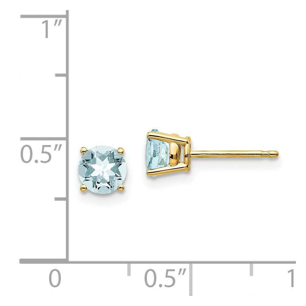 14K Yellow Gold Aquamarine Post Earrings, 9/10-Carat Gemweight