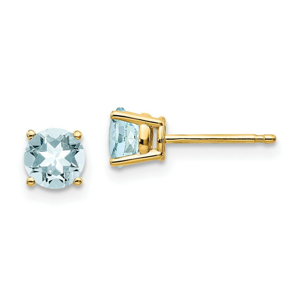 14K Yellow Gold Aquamarine Post Earrings, 9/10-Carat Gemweight