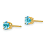 Load image into Gallery viewer, 14K Yellow Gold 5mm Blue Topaz Earrings
